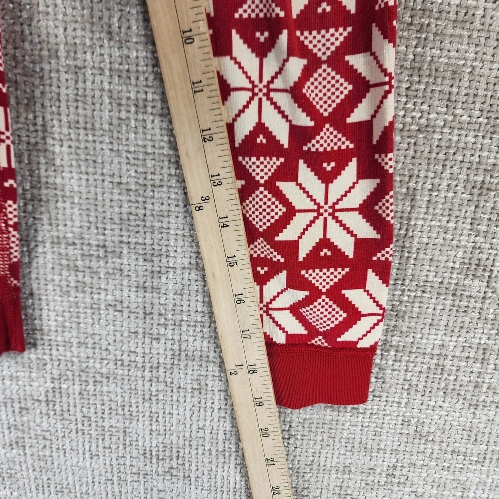 Hanna Andersson Organic Cotton Snowflake Pajama‎ Set Youth 6-7 Red Stretch Knit